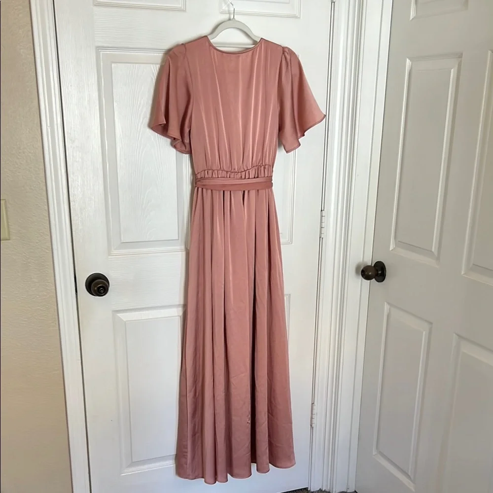 Baltic Born Pink Flutter Sleeve Maxi Wrap Dress - Picture 4 of 5